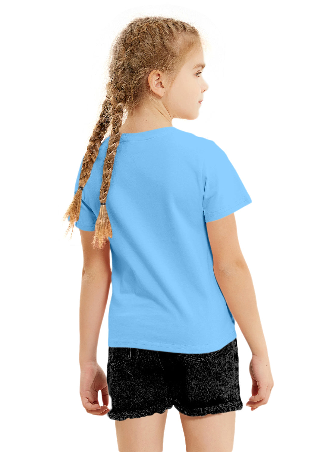 Blue Girls Sequin Cotton T-shirt