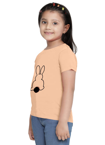 Girls Peach Cotton T-shirt for Girls