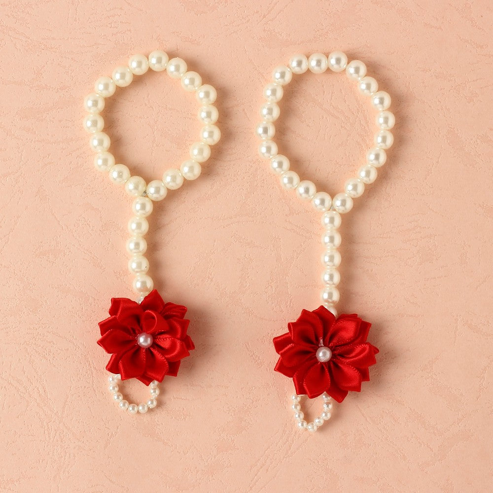Floral Infant Pearl Barefoot Anklet Chain
