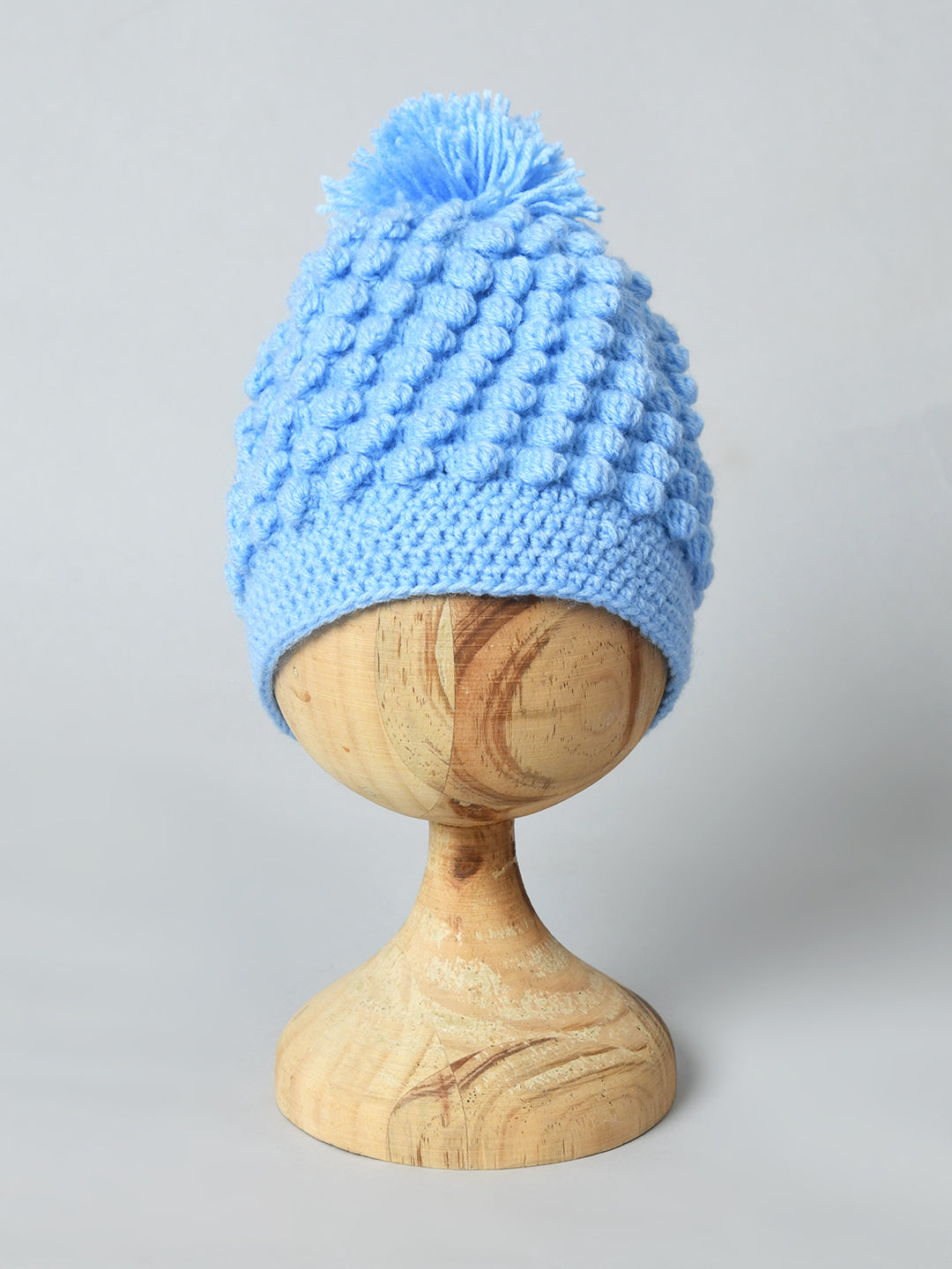 Blue Handmade Woollen Pom Pom Cap for Boys