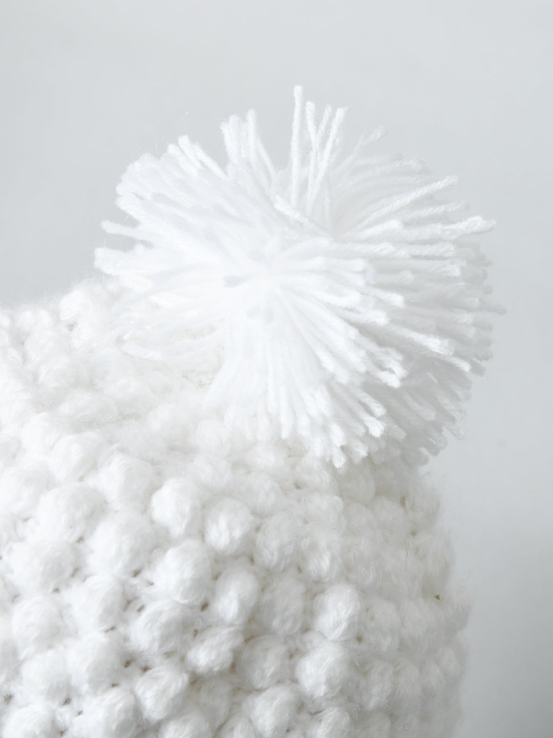 White Handmade Woollen Pom Pom Cap for kids