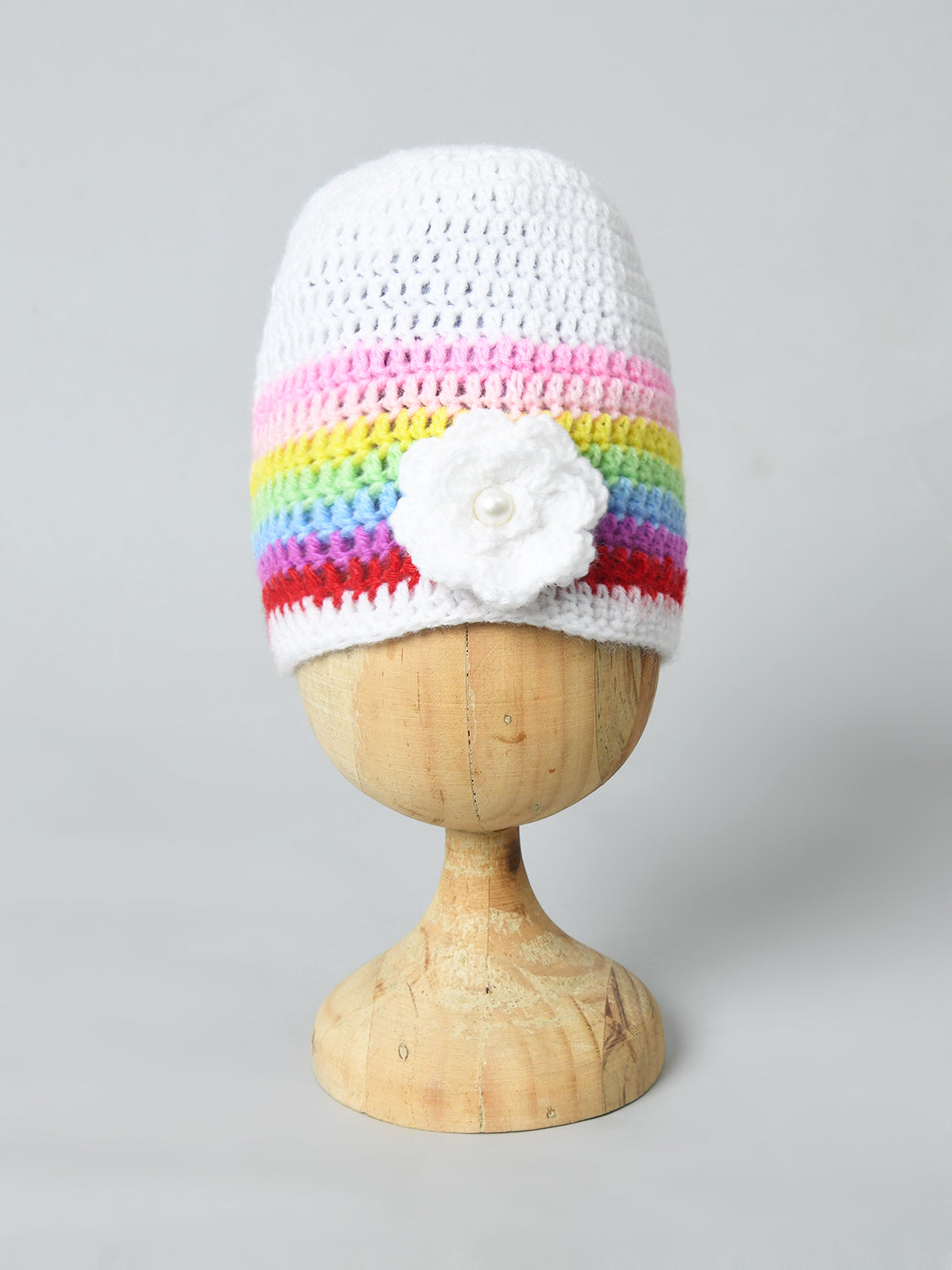 Handmade Woollen Rainbow Cap for Girls