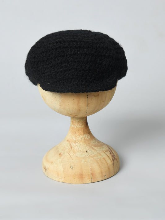 Black Handmade Woollen Golf Cap for Boys