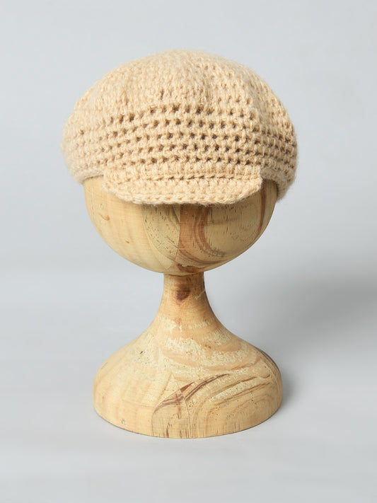 Beige Handmade Woollen Golf Cap for Boys