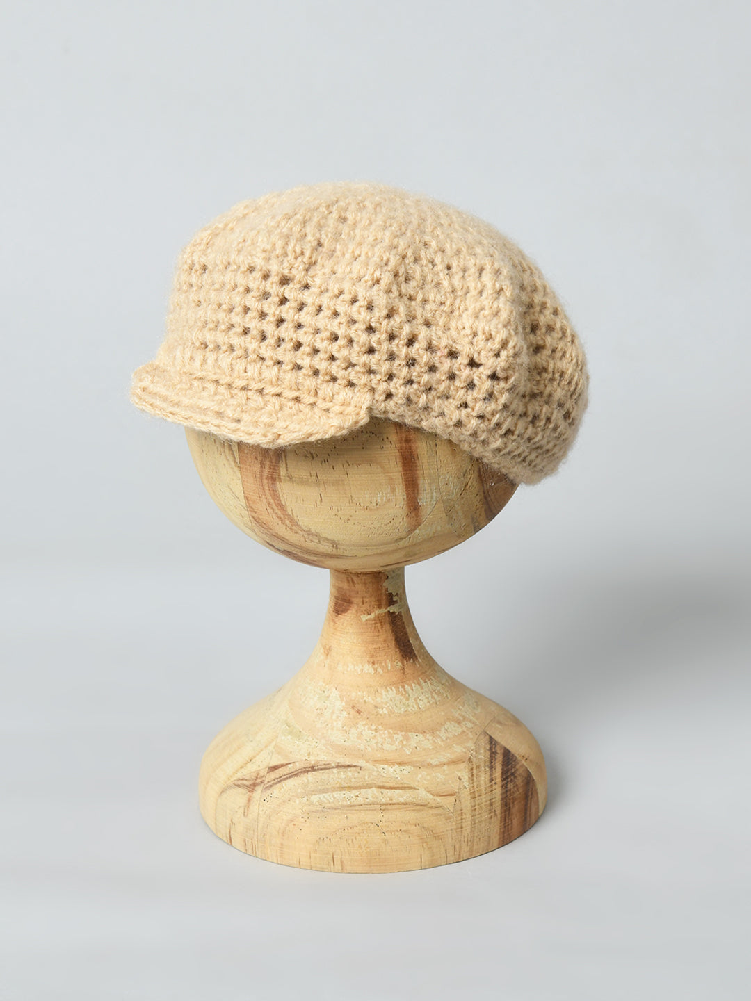 Beige Handmade Woollen Golf Cap for Boys