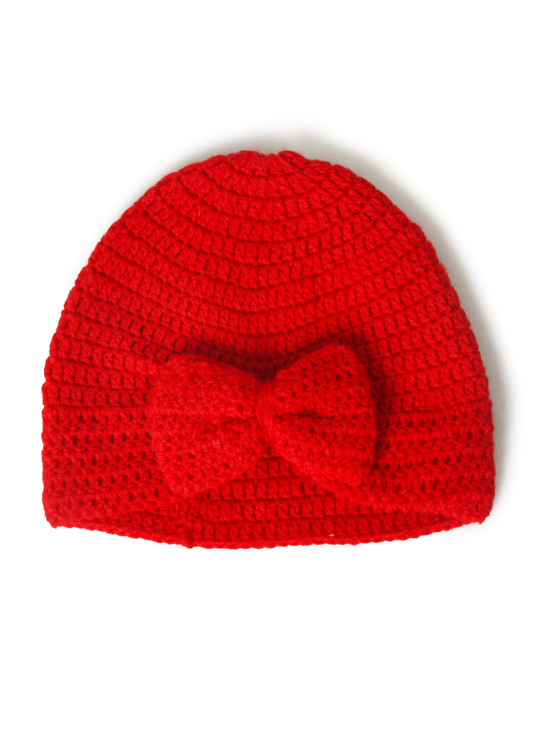 Red Handmade Woollen Turban Cap for Girls
