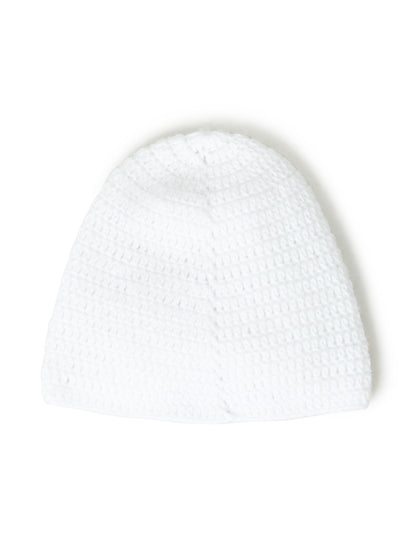 White Handmade Woollen Turban Cap for Girls