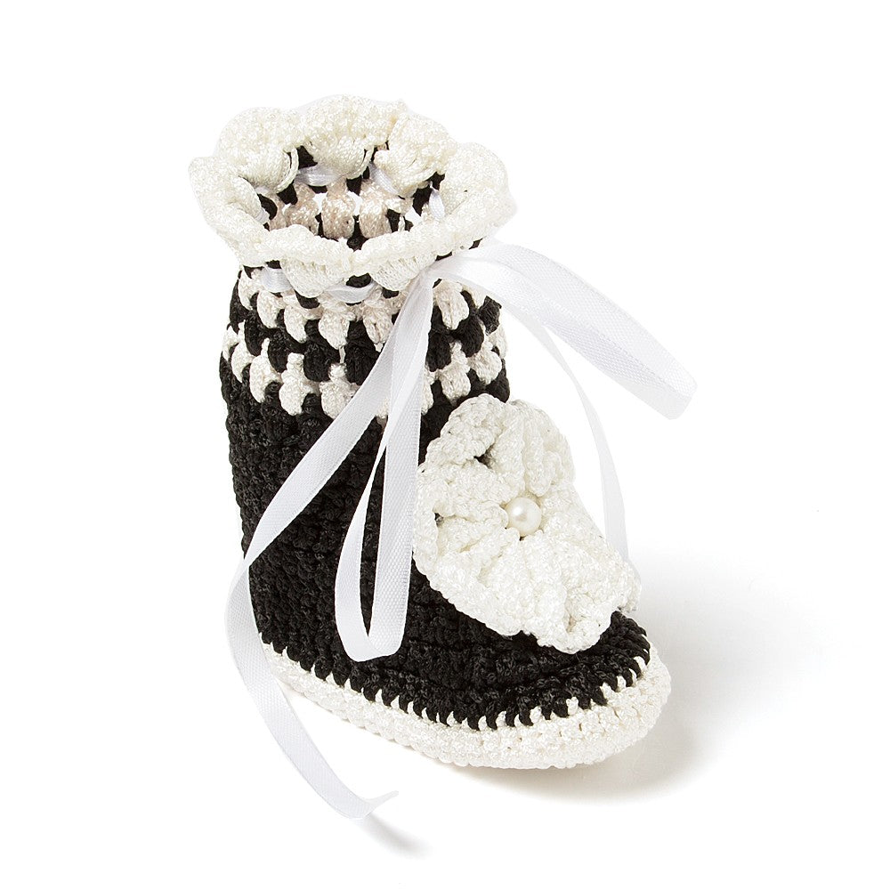 Black & White Crochet Baby Booties Shoes