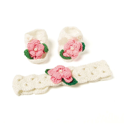 Pink Crochet Baby Booties with Headband for Girls
