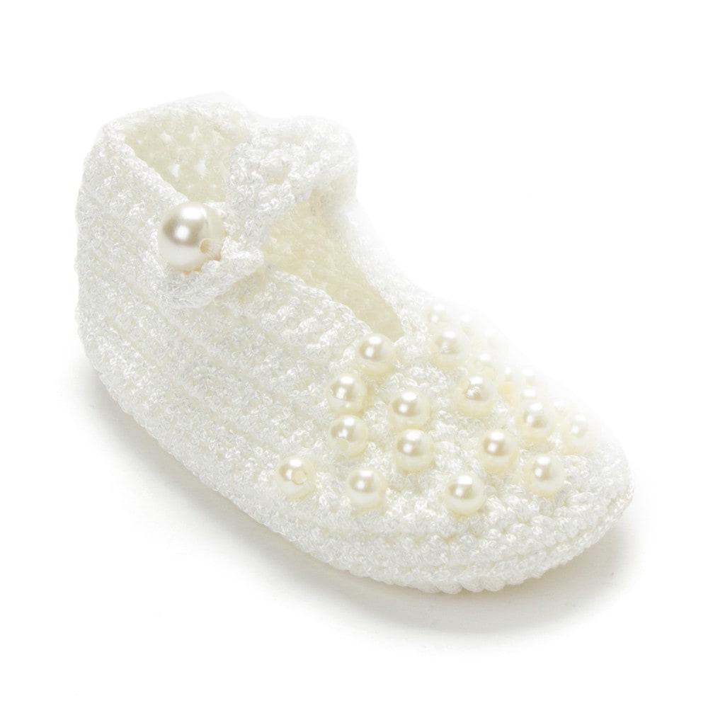 White Crochet Baby Booties