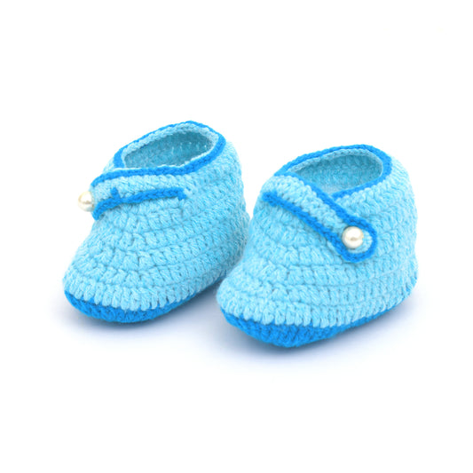 Blue Woollen Baby Booties