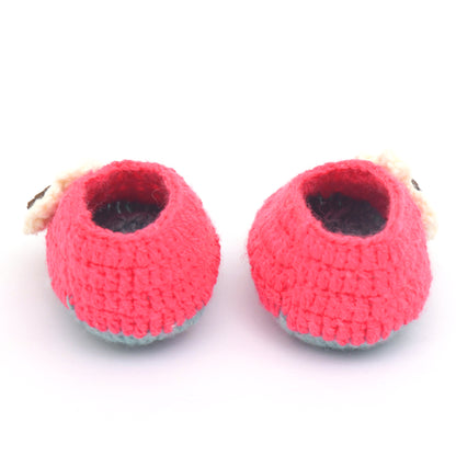 Pink Woollen Baby Booties for Girls