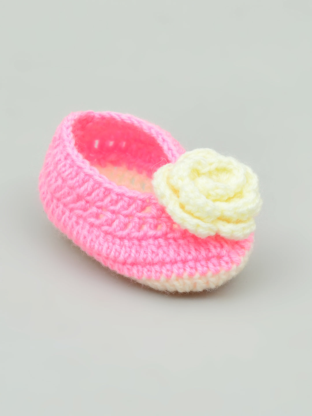 Pink Flowered Crochet Baby Booties for Girls