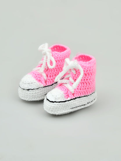 Pink & White Baby Booties Shoes