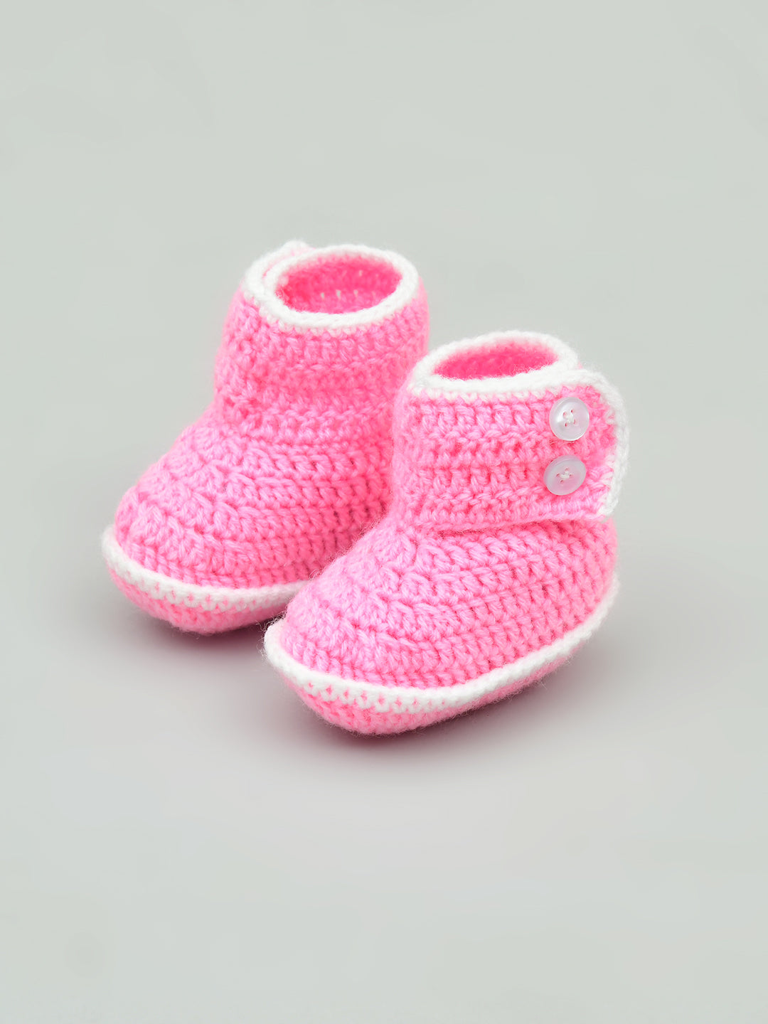 Pink Woollen Baby Booties