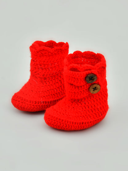 Red Woollen Baby Booties