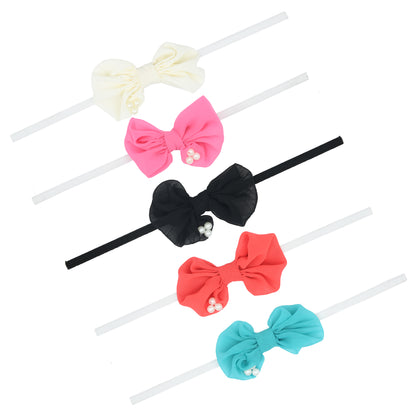 Pack of 5 Multicolor Bows Cute Headbands for Girls