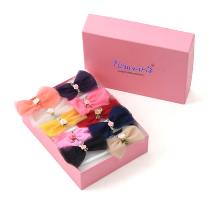 Pack of 10 Multicolor Bows Headbands for Girls