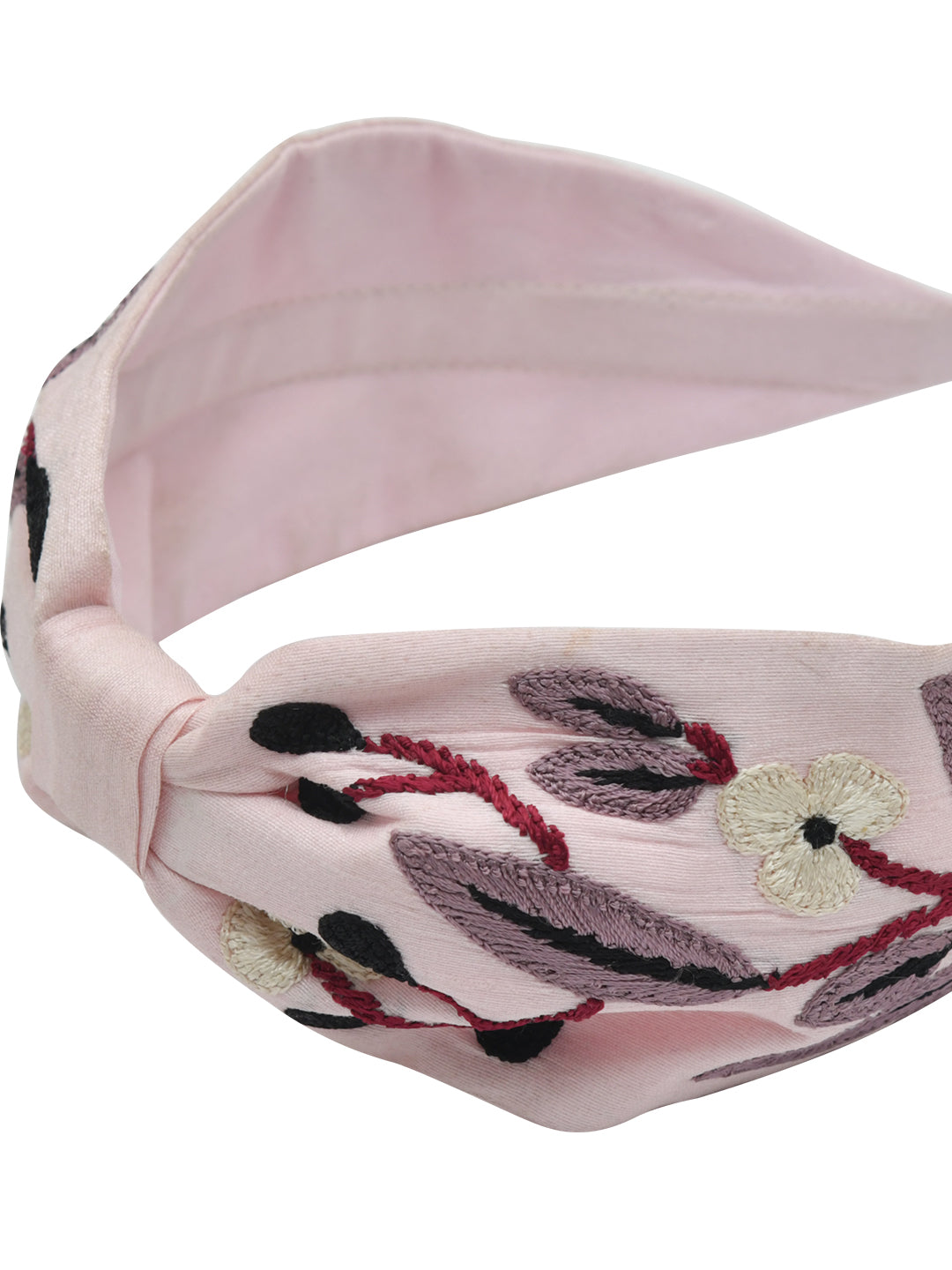 Pink Embroidered Knotted Hairband for Girls