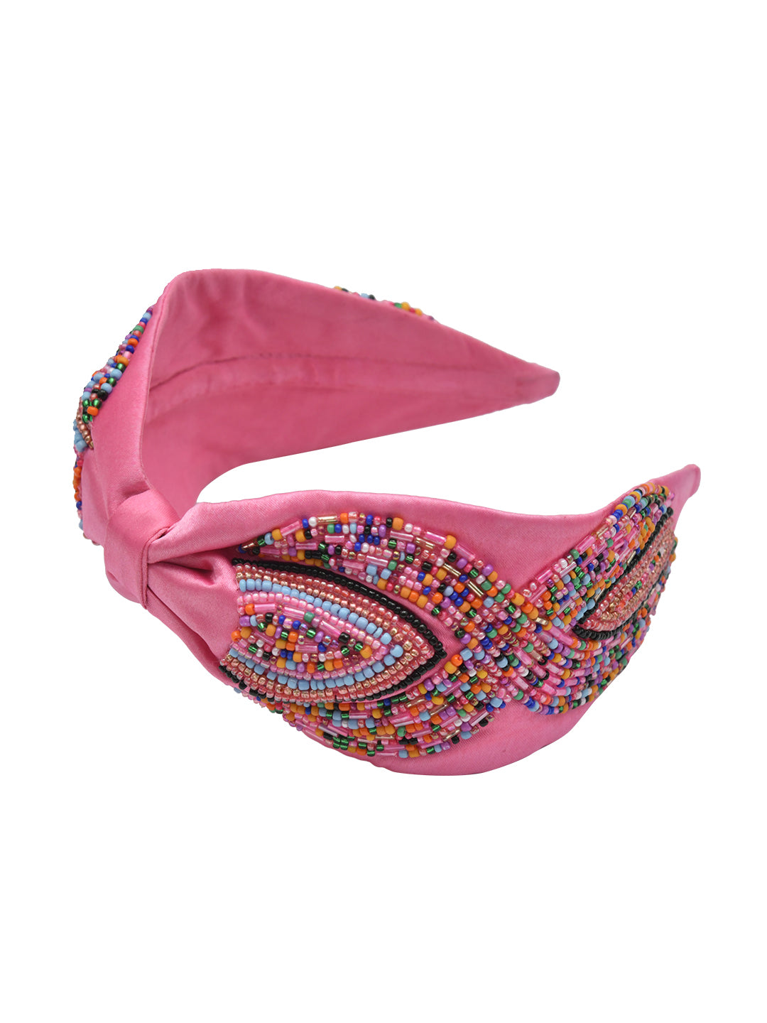 Pink Embroidered Knotted Girls Hairband