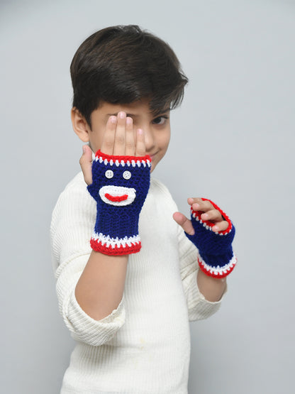 Grey Handmade Woollen Fingerless Gloves For Girls and Boys