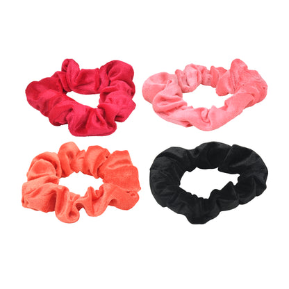 Set of 4 Multicolor Velvet Ponytail Scrunchies for Girls