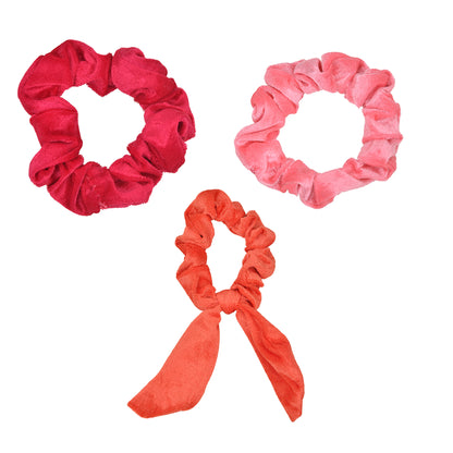 Set of 3 Multicolor Velvet Ponytail Scrunchies for Girls