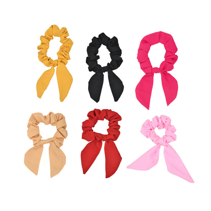 Set of 6 Multicolor Hair Scrunchies for Girls