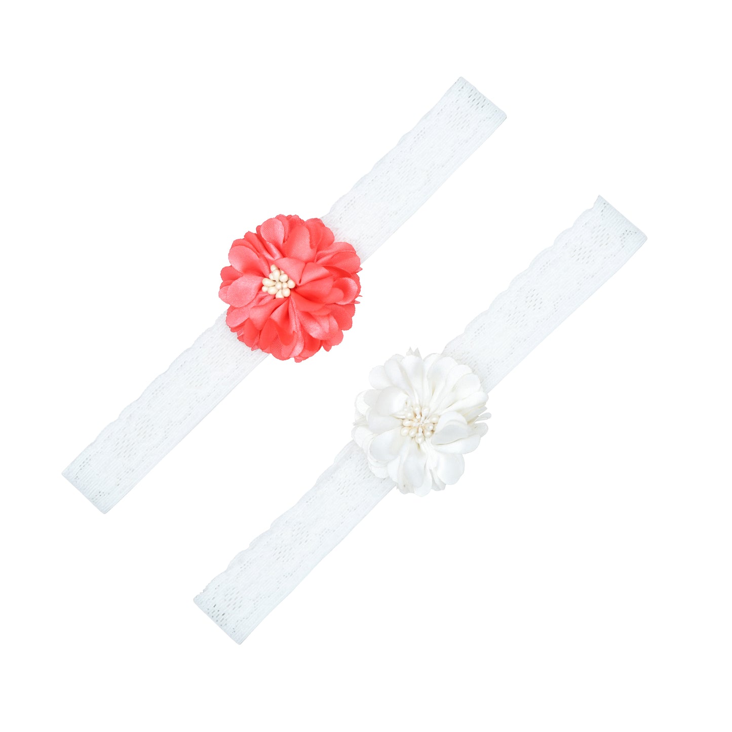 Pink & White Floral Headband for Girls (Pack of 2)