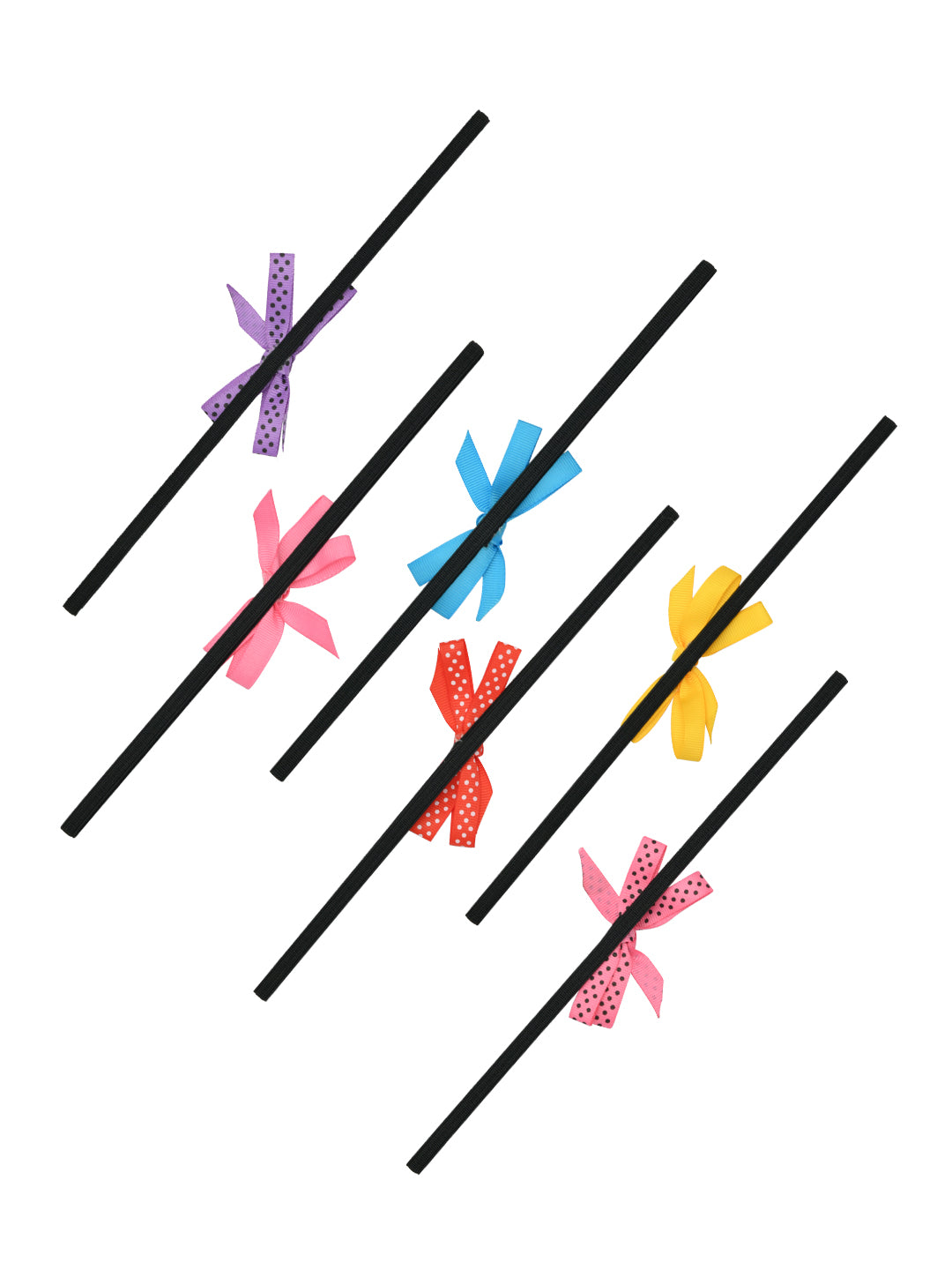 Pack of 6 Multicolor Ribbon Girl Headbands for Girls