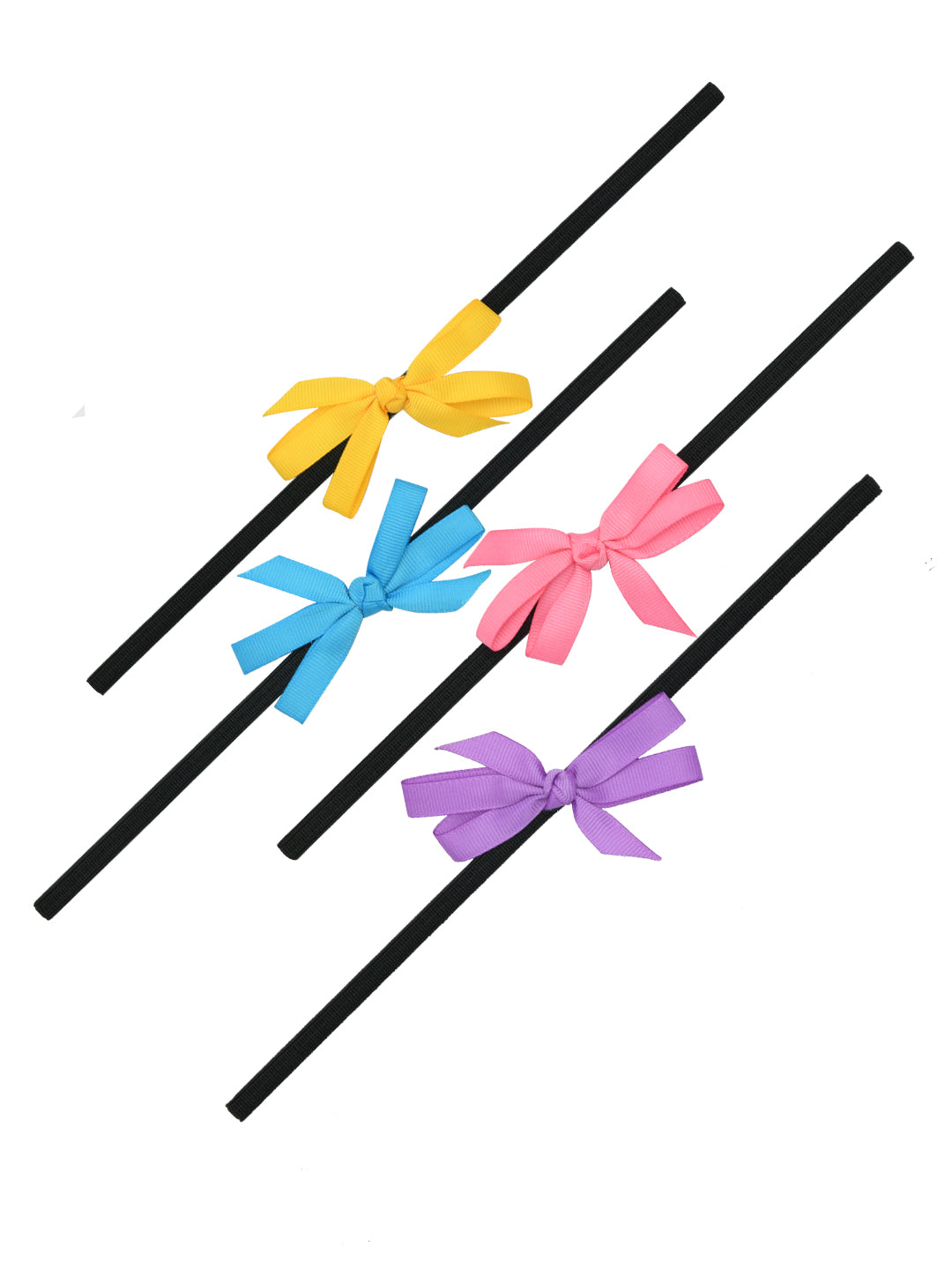 Pack of 4 Multicolor Ribbon Headbands for Girls