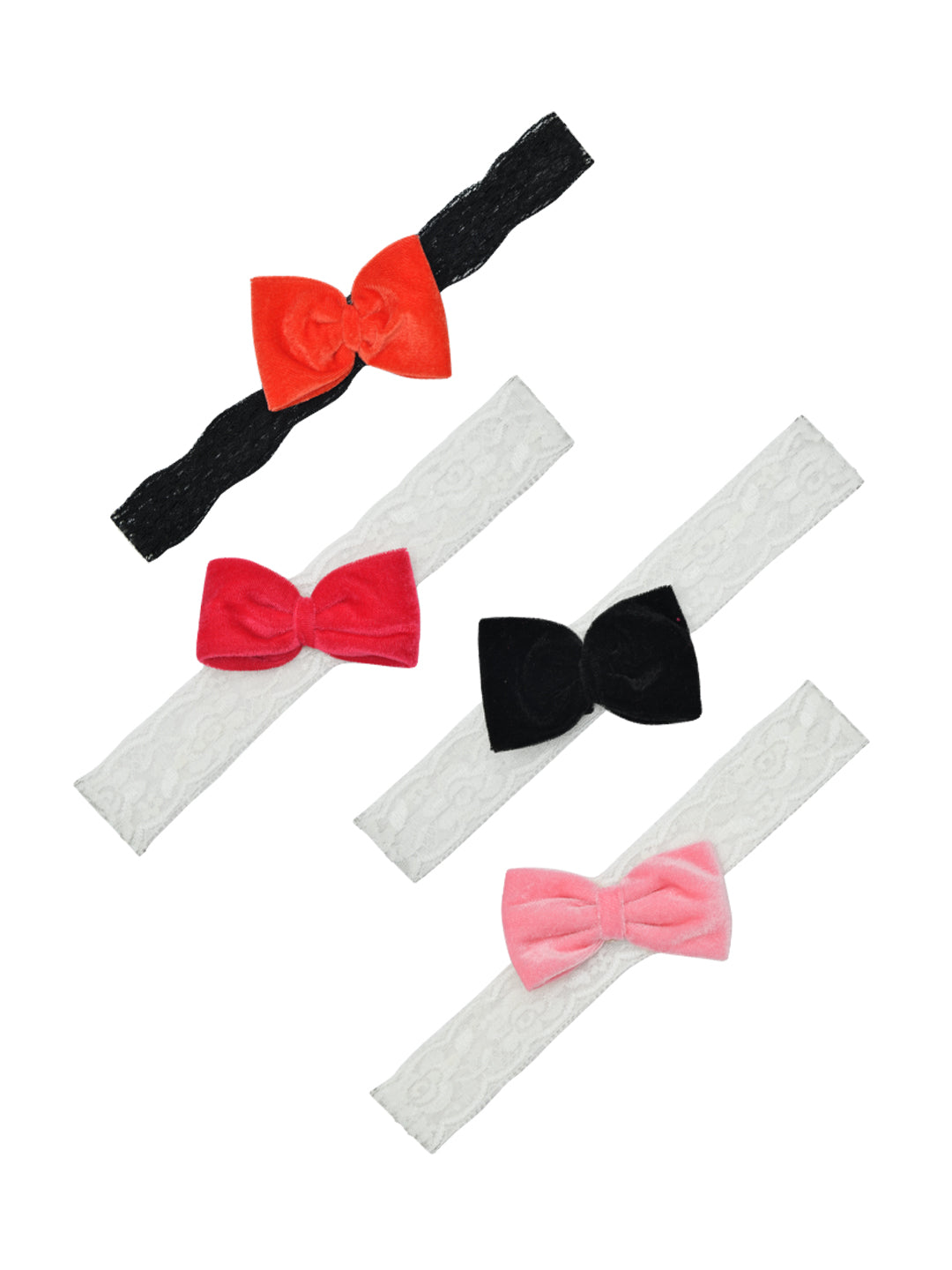 Set of 3 Multicolor Bow Velvet Headbands for Baby Girls