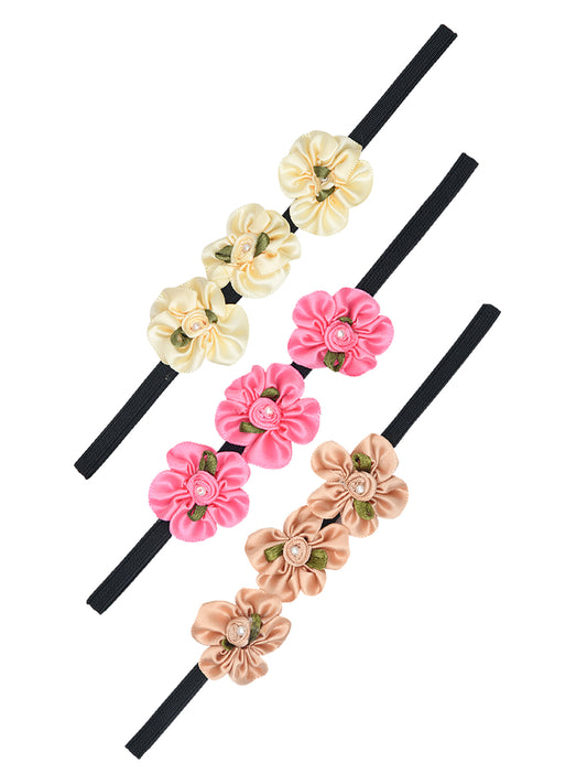 Set of 3 Multicolor Floral Headband for Girls