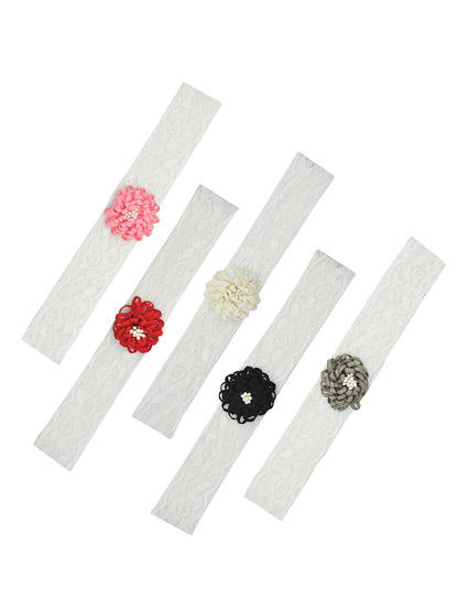 Pack of 5 Multicolor Curly Trendy Headbands for Girls