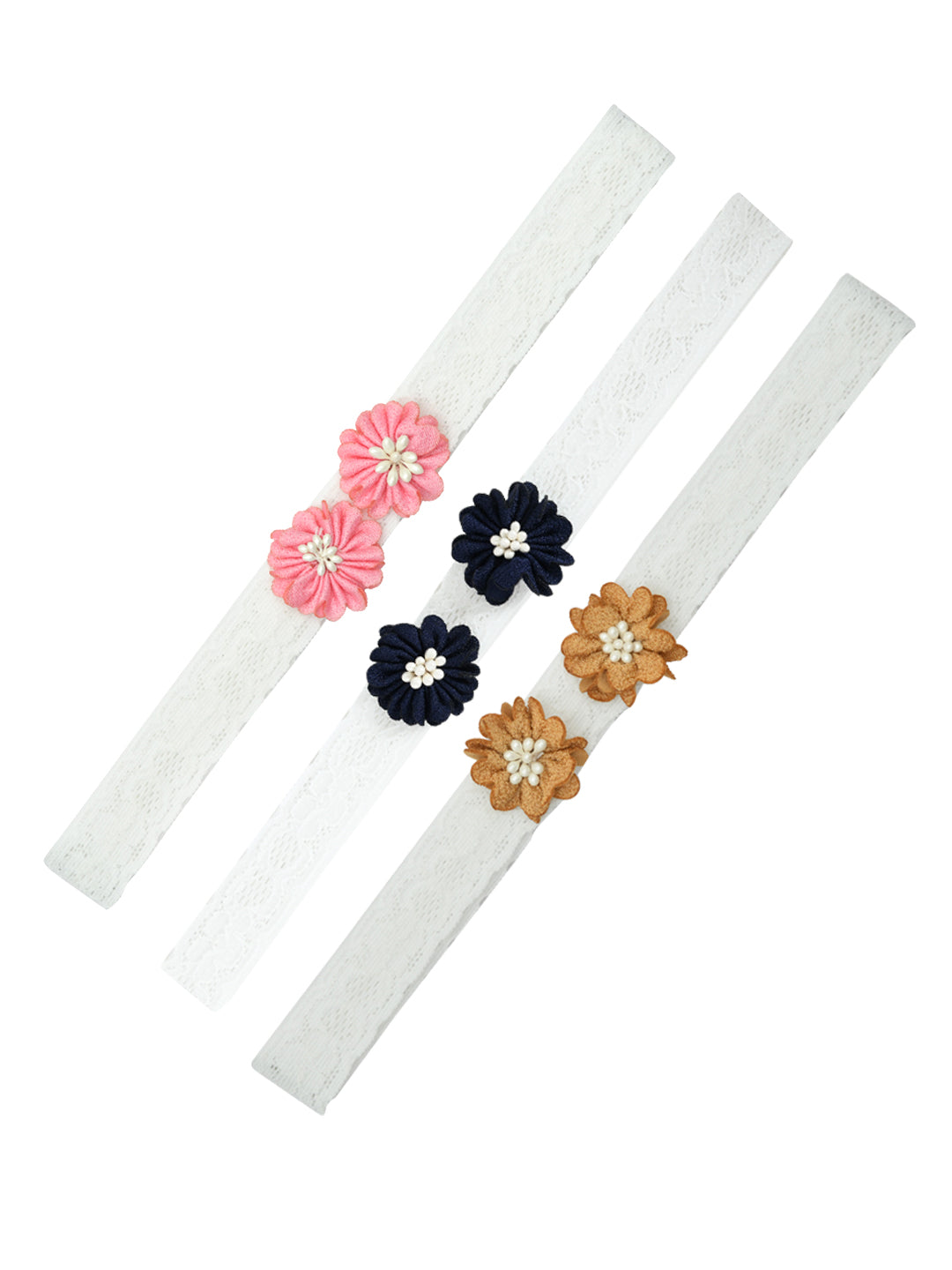 Pack of 3 White Daisy Floral Headbands for Baby Girl