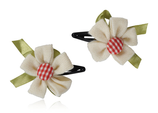 Pack of 2 Multicolor Beautiful Floral Hair Clips for Girls