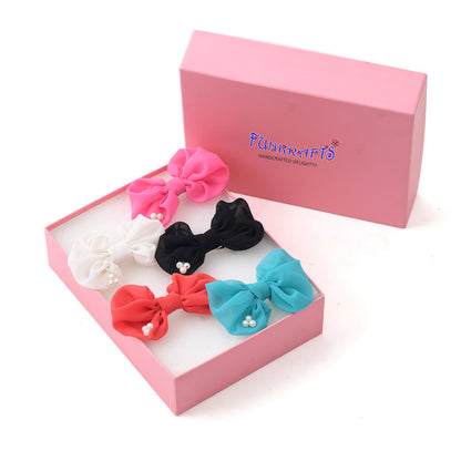Multicolor Pack of 5 Bow Hair Clips for Girls