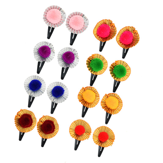 Set of 16 Multicolor Dots Hair Clips for Girls
