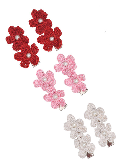 Pretty Petals Multicolor Pack of 3 Hair Clips for Girls