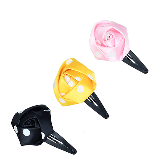 Set of 3 Multicolor Roses Hair Clips for Girls