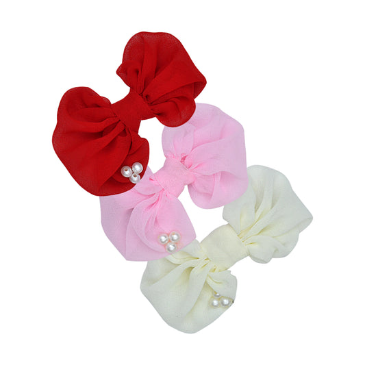 Set of 3 Bow Hair Clips for Girls