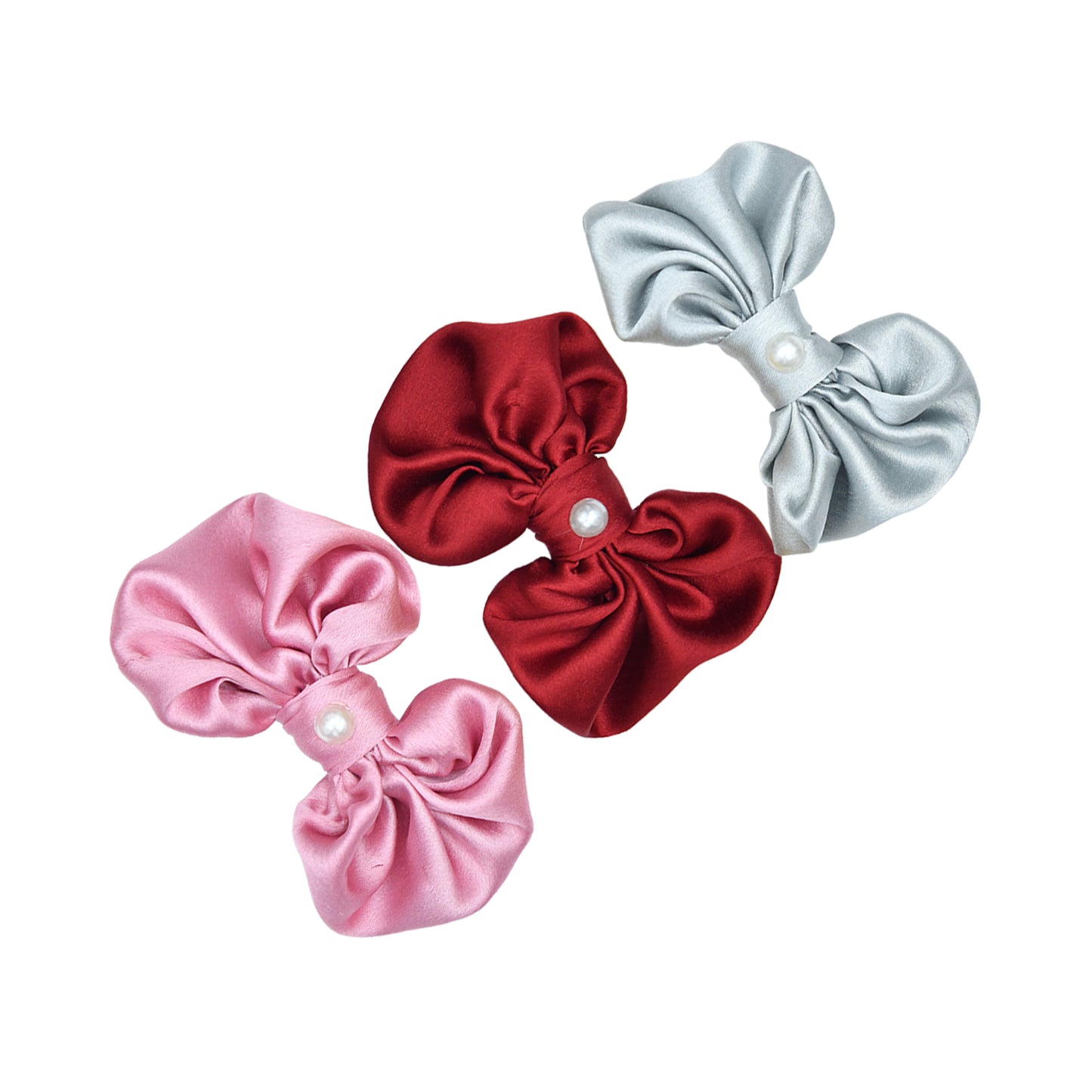 Set of 3 Multicolor Marvelous Bow Hair Clips for Girls