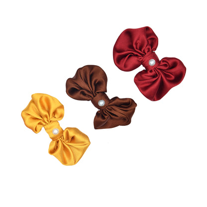 Set of 3 Multicolor Marvelous Bow Hair Clips for Girls
