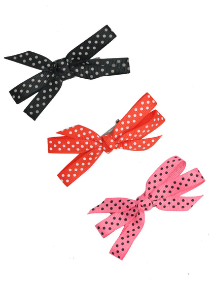 Pack of 3 Multicolor Beautiful Ribbon Hair Clips for Girls