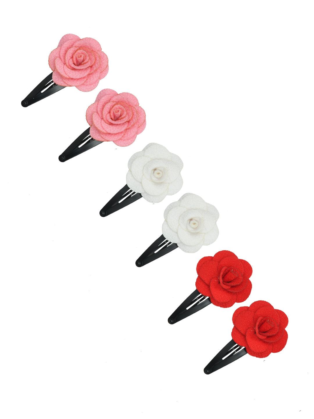Multicolor Pack of 6 Floral Hair Clips for Girls