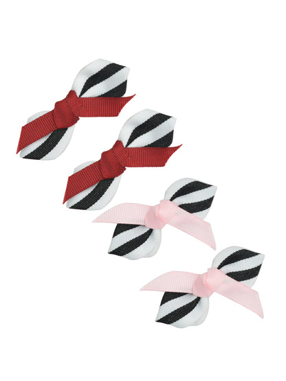 Pack of 4 Multicolor Ribbon Hair Clips for Girls