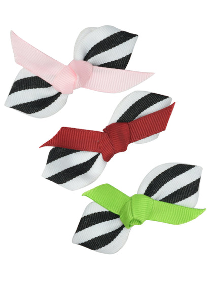 Pack of 3 Multicolor Ribbon Hair Clips for Girls