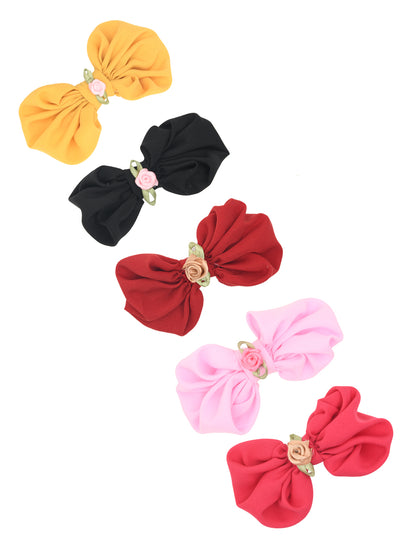 Set of 5 Multicolor Beautiful Bow Hair Clips for Girls