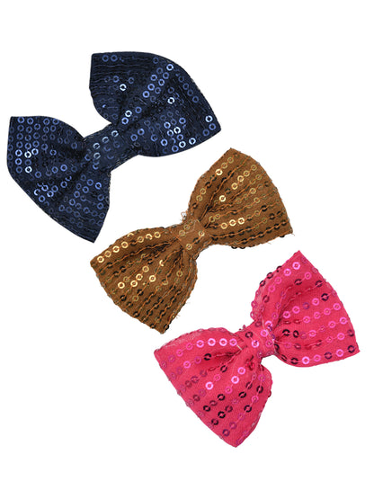 Set of 3 Sparkling Bow Hair Clips for Girls
