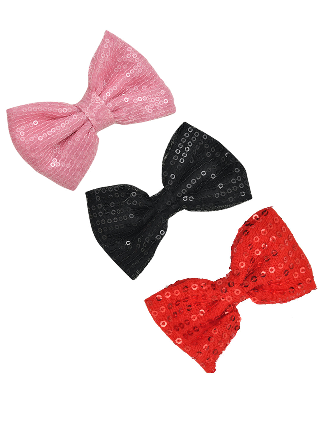 Set of 3 Sparkling Bow Hair Clips for Girls